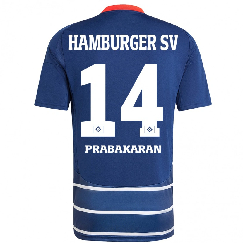 Danxen Niño Camiseta Nilavan Prabakaran #14 Azul Oscuro 2ª Equipación 2024/25 La Camisa