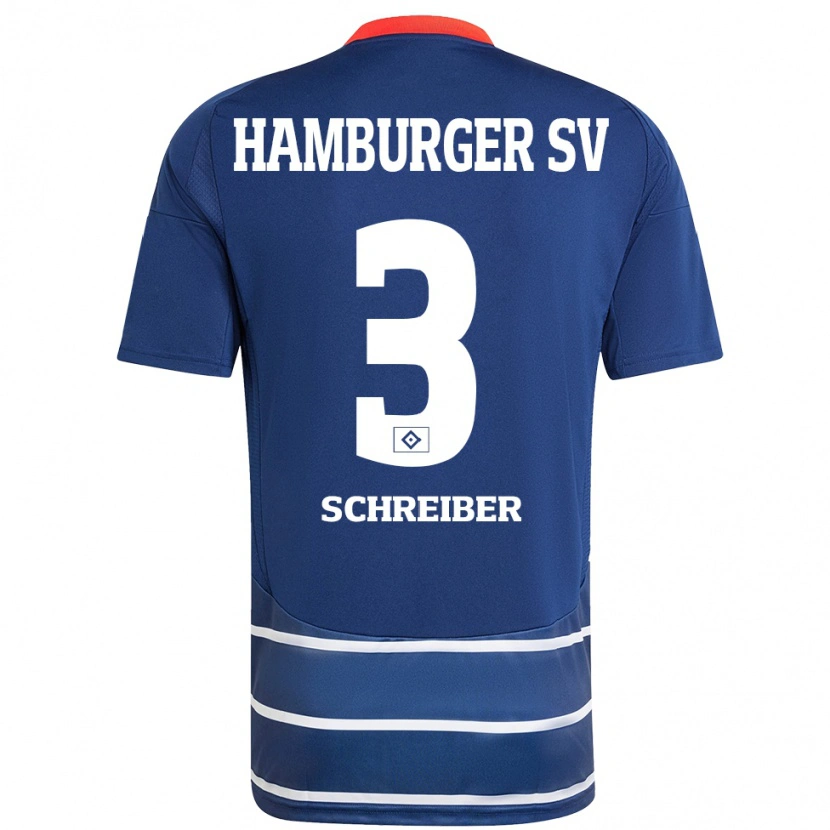 Danxen Niño Camiseta David Schreiber #3 Azul Oscuro 2ª Equipación 2024/25 La Camisa