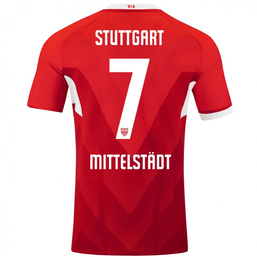 Danxen Niño Camiseta Maximilian Mittelstädt #7 Rojo Blanco 2ª Equipación 2024/25 La Camisa