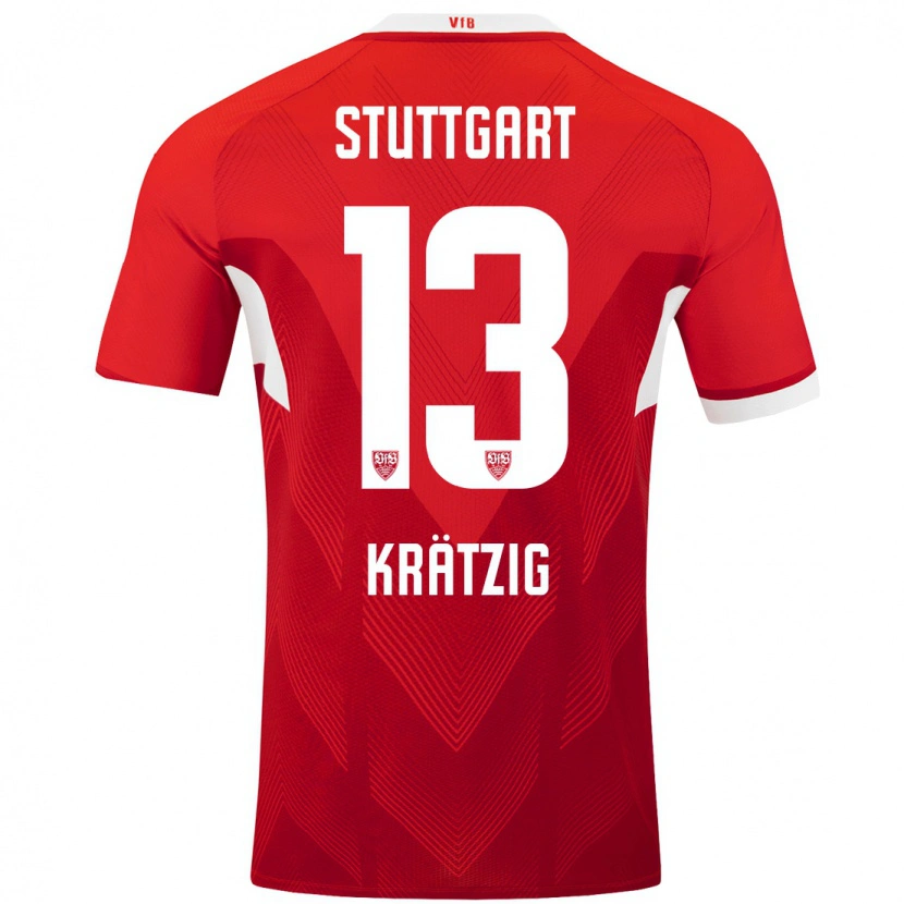 Danxen Niño Camiseta Frans Krätzig #13 Rojo Blanco 2ª Equipación 2024/25 La Camisa