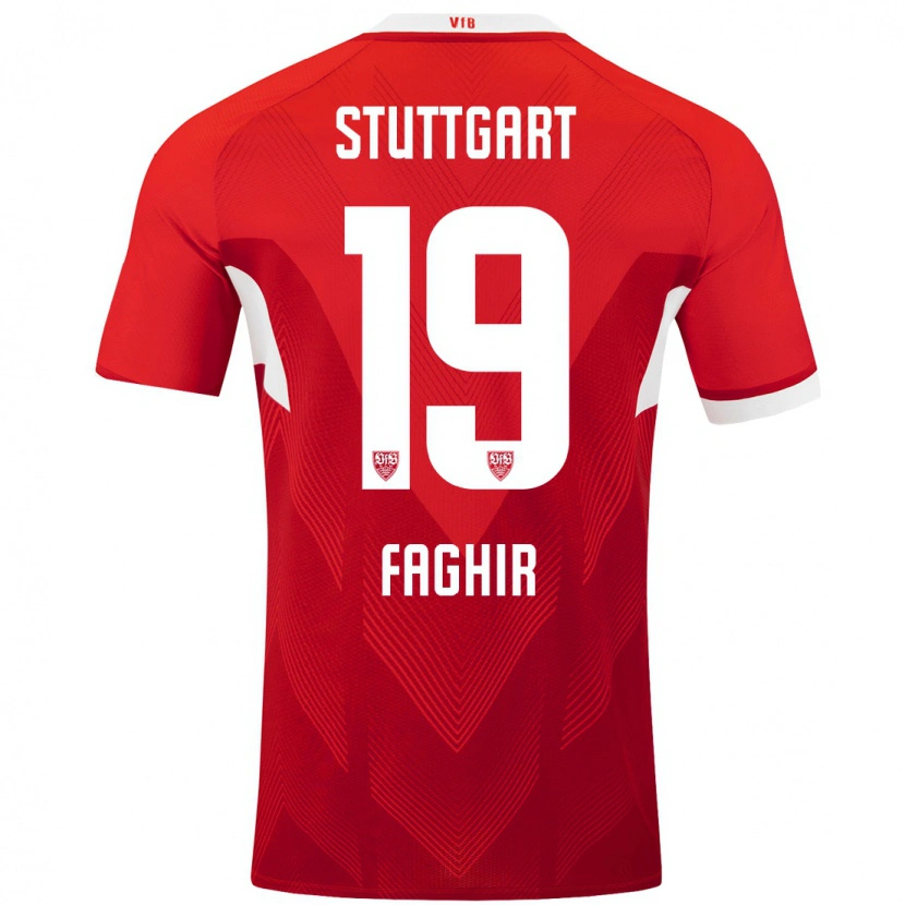 Danxen Niño Camiseta Wahid Faghir #19 Rojo Blanco 2ª Equipación 2024/25 La Camisa