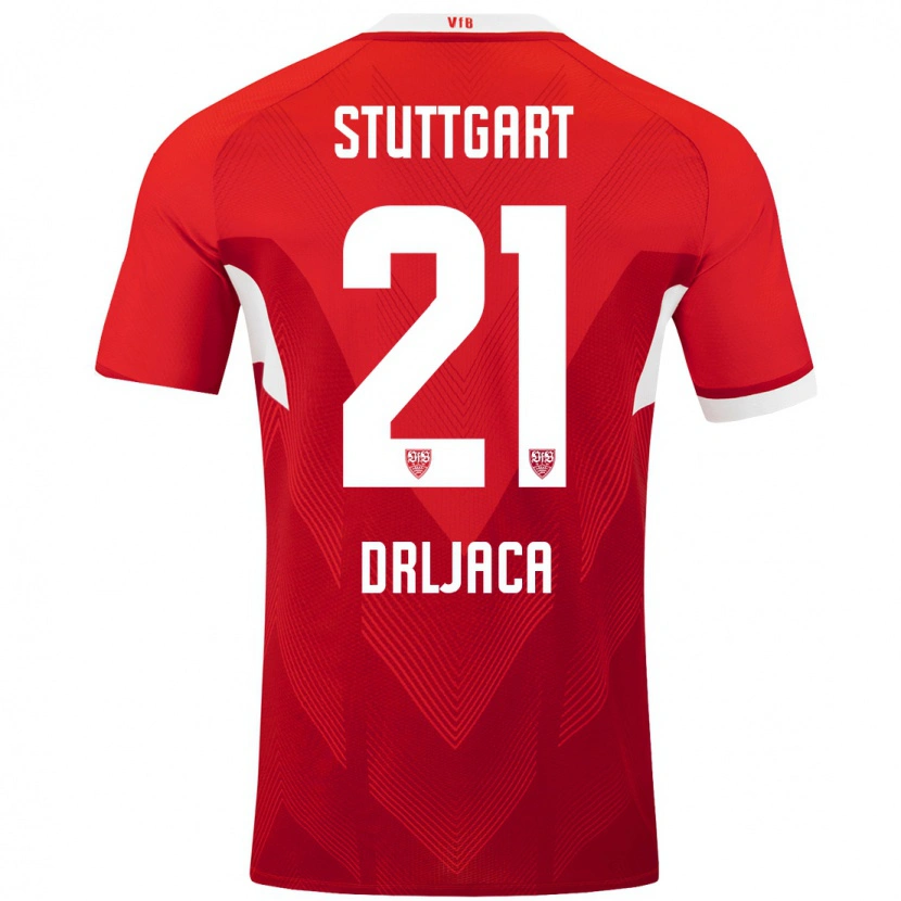 Danxen Niño Camiseta Stefan Drljaca #21 Rojo Blanco 2ª Equipación 2024/25 La Camisa