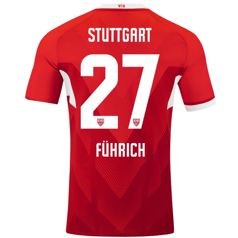 Danxen Niño Camiseta Chris Führich #27 Rojo Blanco 2ª Equipación 2024/25 La Camisa