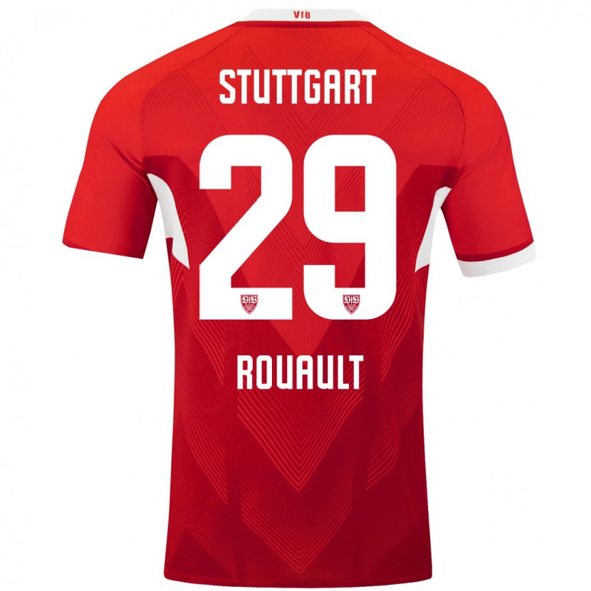 Danxen Niño Camiseta Anthony Rouault #29 Rojo Blanco 2ª Equipación 2024/25 La Camisa