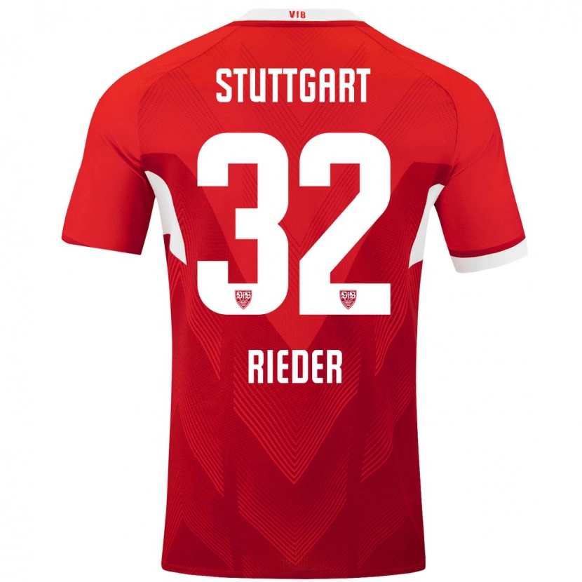 Danxen Niño Camiseta Fabian Rieder #32 Rojo Blanco 2ª Equipación 2024/25 La Camisa