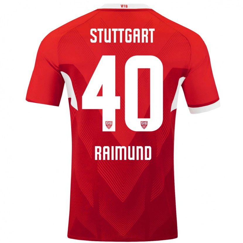 Danxen Niño Camiseta Luca Raimund #40 Rojo Blanco 2ª Equipación 2024/25 La Camisa