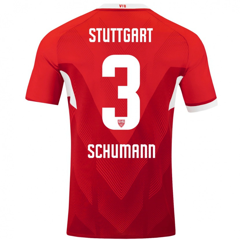 Danxen Niño Camiseta Frederik Schumann #3 Rojo Blanco 2ª Equipación 2024/25 La Camisa