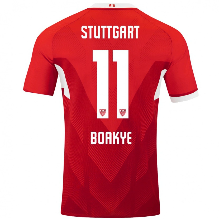 Danxen Niño Camiseta Benjamin Boakye #11 Rojo Blanco 2ª Equipación 2024/25 La Camisa