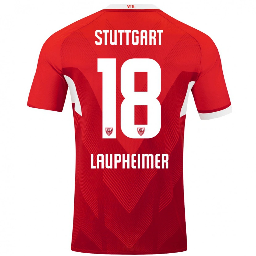 Danxen Niño Camiseta Lukas Laupheimer #18 Rojo Blanco 2ª Equipación 2024/25 La Camisa