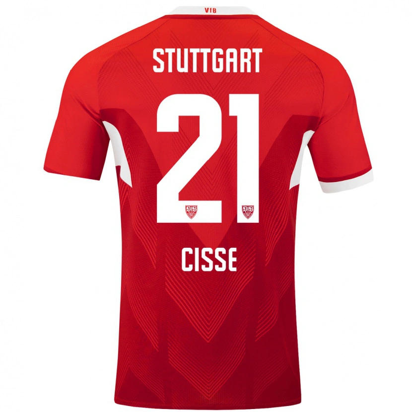 Danxen Niño Camiseta Moussa Cissé #21 Rojo Blanco 2ª Equipación 2024/25 La Camisa