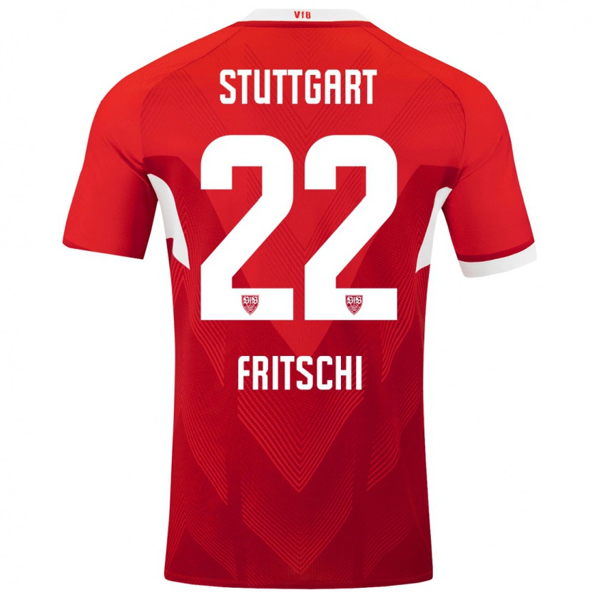 Danxen Niño Camiseta Paulo Fritschi #22 Rojo Blanco 2ª Equipación 2024/25 La Camisa