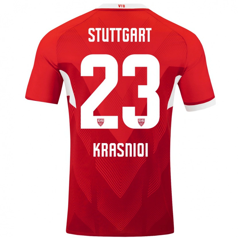 Danxen Niño Camiseta Elton Krasniqi #23 Rojo Blanco 2ª Equipación 2024/25 La Camisa