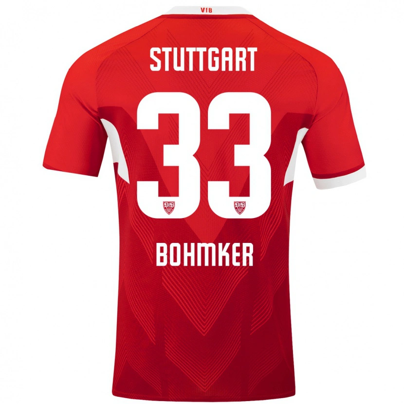 Danxen Niño Camiseta Finn Böhmker #33 Rojo Blanco 2ª Equipación 2024/25 La Camisa