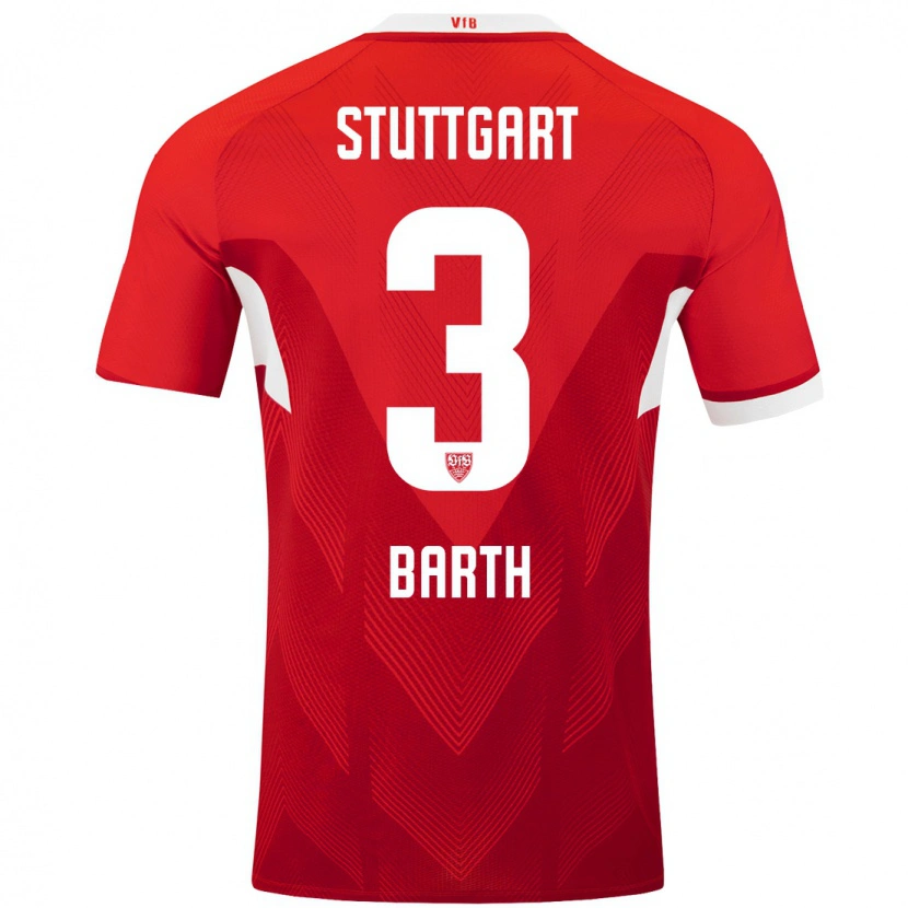 Danxen Niño Camiseta Lara Barth #3 Rojo Blanco 2ª Equipación 2024/25 La Camisa