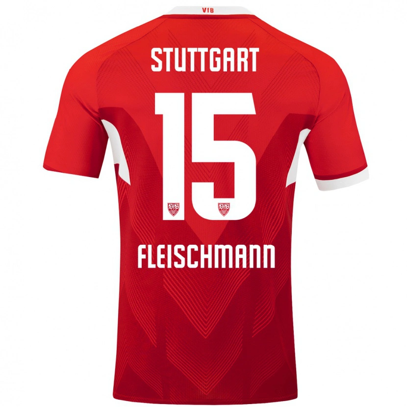 Danxen Niño Camiseta Svea Fleischmann #15 Rojo Blanco 2ª Equipación 2024/25 La Camisa