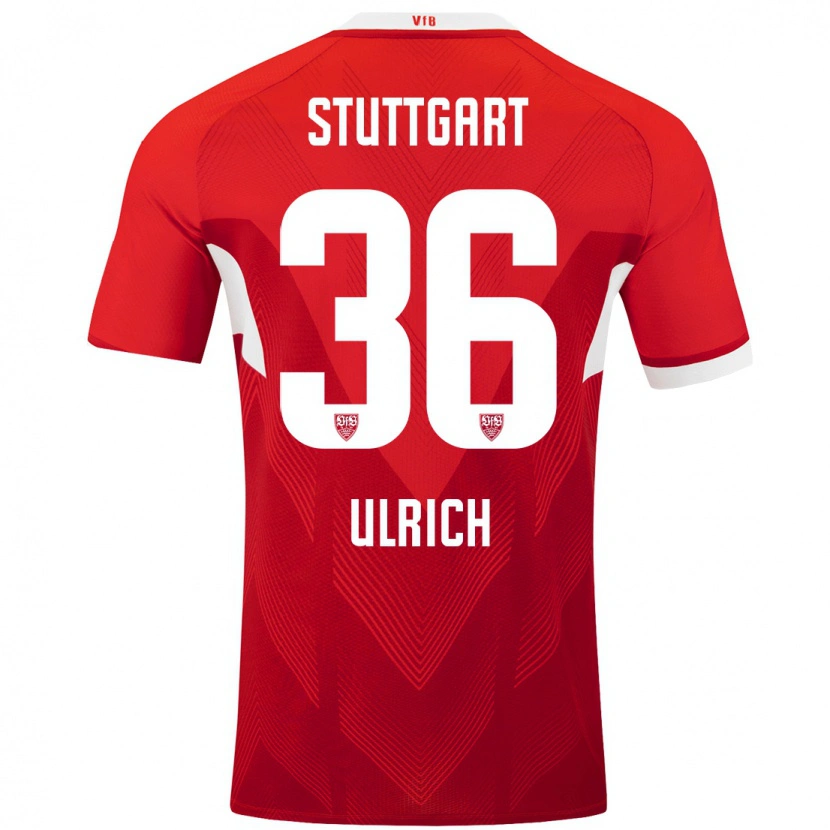 Danxen Niño Camiseta Laurin Ulrich #36 Rojo Blanco 2ª Equipación 2024/25 La Camisa