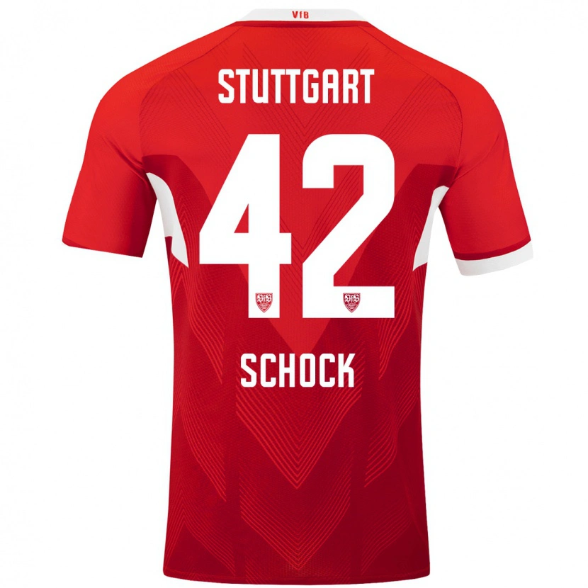 Danxen Niño Camiseta Florian Schock #42 Rojo Blanco 2ª Equipación 2024/25 La Camisa