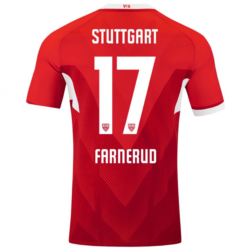 Danxen Niño Camiseta Colin Farnerud #17 Rojo Blanco 2ª Equipación 2024/25 La Camisa