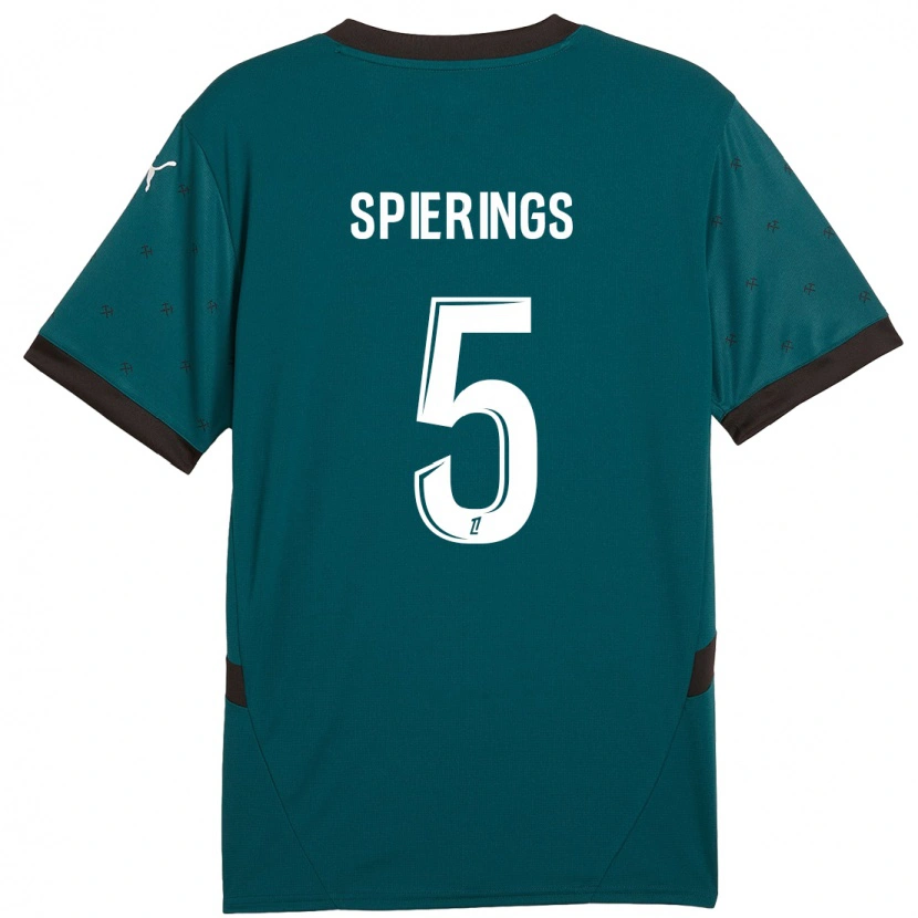 Danxen Niño Camiseta Stijn Spierings #5 Verde Oscuro 2ª Equipación 2024/25 La Camisa