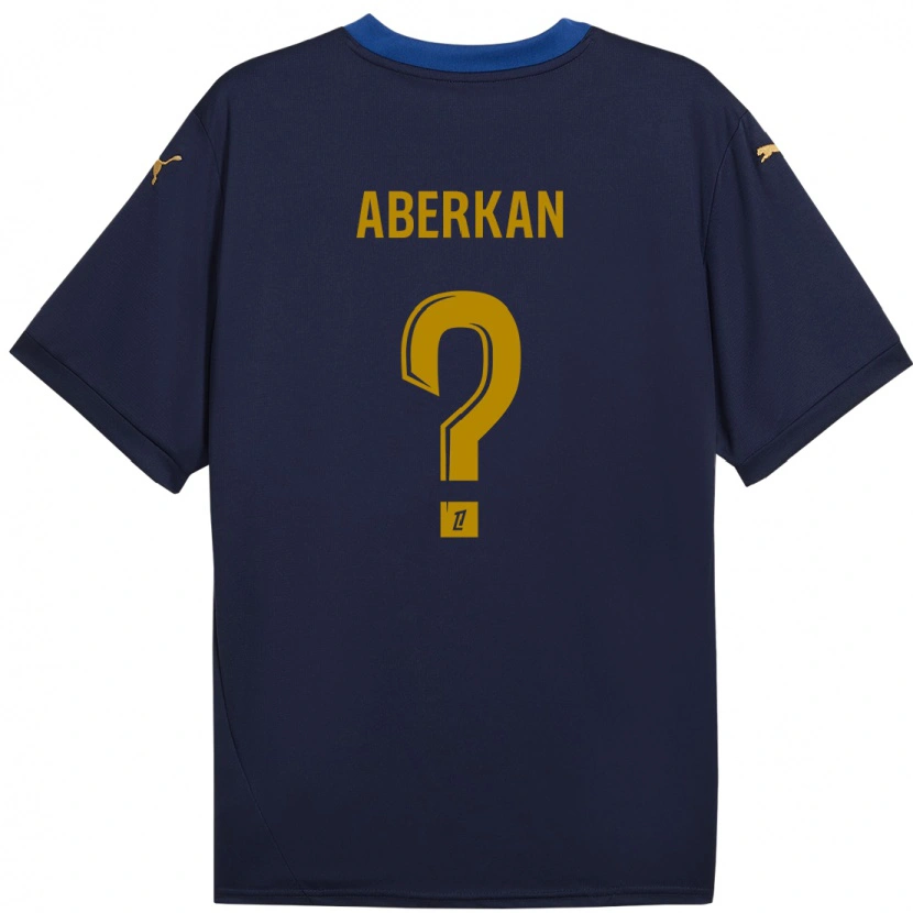 Danxen Niño Camiseta Yassine Aberkan #0 Azul Marino Dorado 2ª Equipación 2024/25 La Camisa