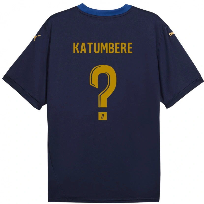 Danxen Niño Camiseta Noah Katumbere #0 Azul Marino Dorado 2ª Equipación 2024/25 La Camisa