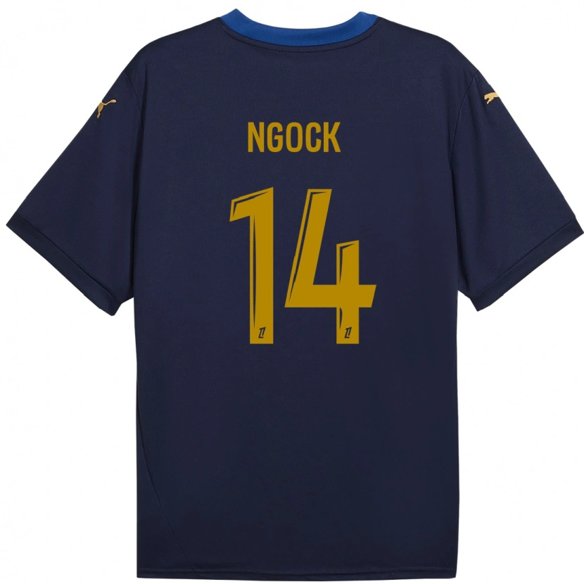 Danxen Niño Camiseta Monique Ngock #14 Azul Marino Dorado 2ª Equipación 2024/25 La Camisa