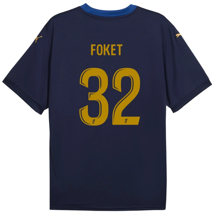 Danxen Niño Camiseta Thomas Foket #32 Azul Marino Dorado 2ª Equipación 2024/25 La Camisa