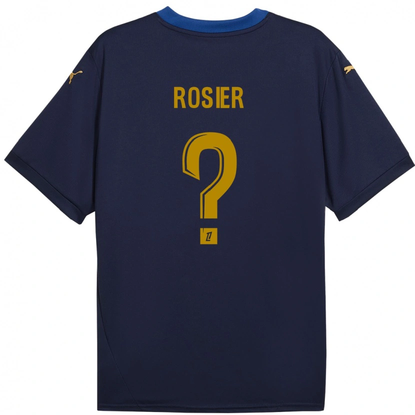 Danxen Niño Camiseta Mathys Rosier #0 Azul Marino Dorado 2ª Equipación 2024/25 La Camisa