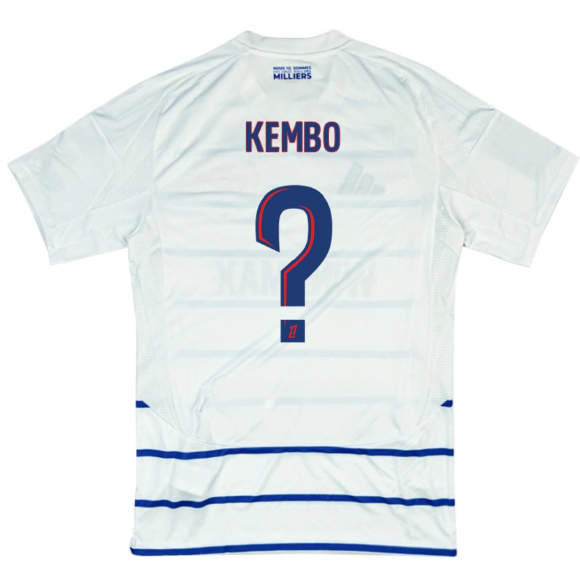 Danxen Niño Camiseta Driss Kembo #0 Blanco Azul 2ª Equipación 2024/25 La Camisa