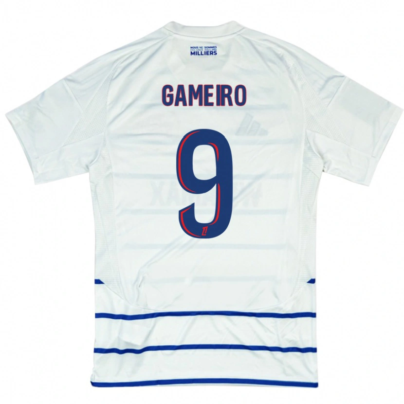 Danxen Niño Camiseta Kévin Gameiro #9 Blanco Azul 2ª Equipación 2024/25 La Camisa