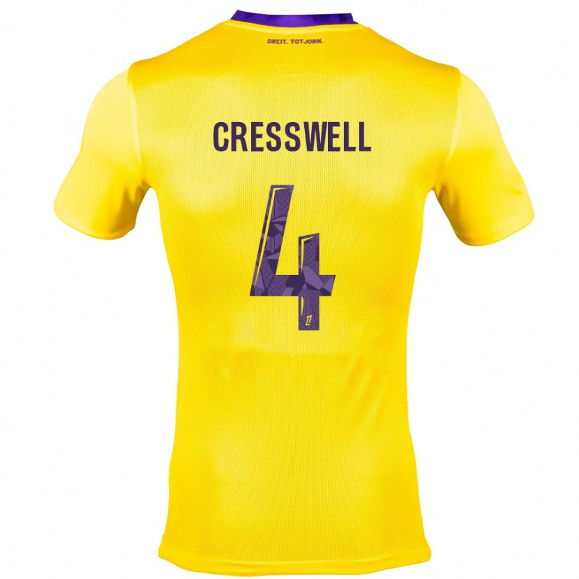 Danxen Niño Camiseta Charlie Cresswell #4 Amarillo Morado 2ª Equipación 2024/25 La Camisa