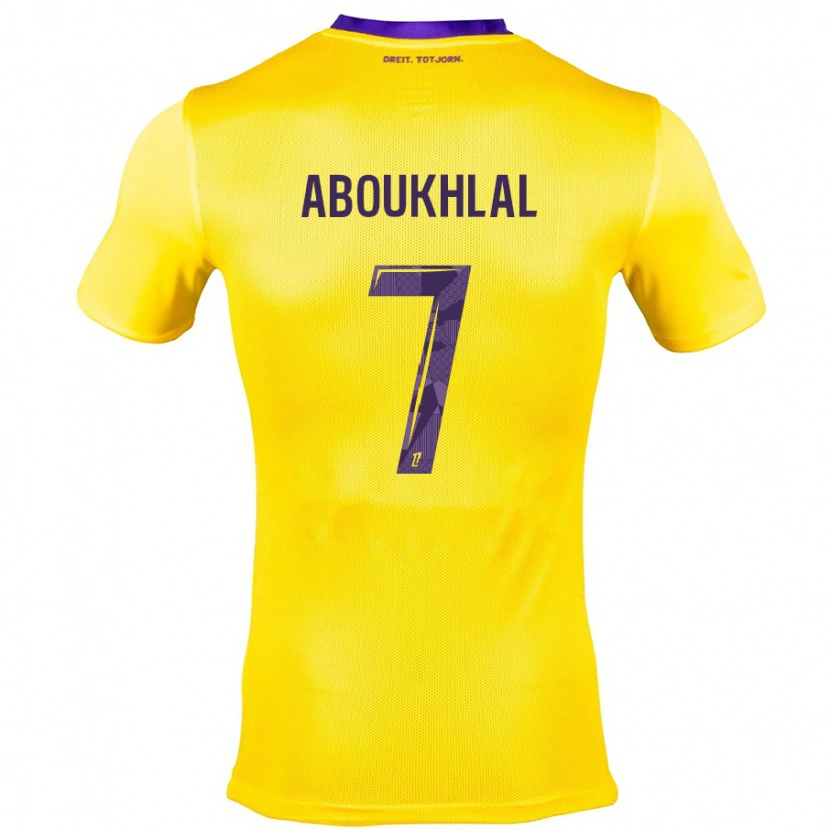 Danxen Niño Camiseta Zakaria Aboukhlal #7 Amarillo Morado 2ª Equipación 2024/25 La Camisa