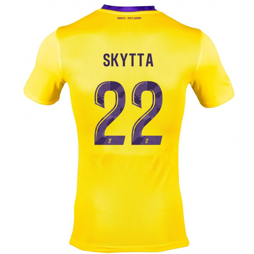 Danxen Niño Camiseta Naatan Skyttä #22 Amarillo Morado 2ª Equipación 2024/25 La Camisa