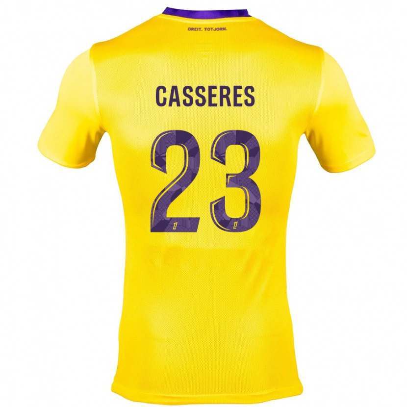 Danxen Niño Camiseta Cristian Cásseres Jr. #23 Amarillo Morado 2ª Equipación 2024/25 La Camisa