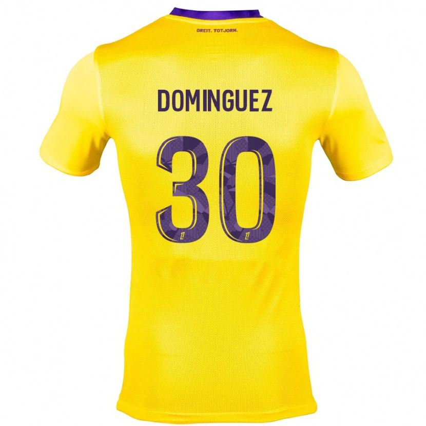 Danxen Niño Camiseta Álex Domínguez #30 Amarillo Morado 2ª Equipación 2024/25 La Camisa