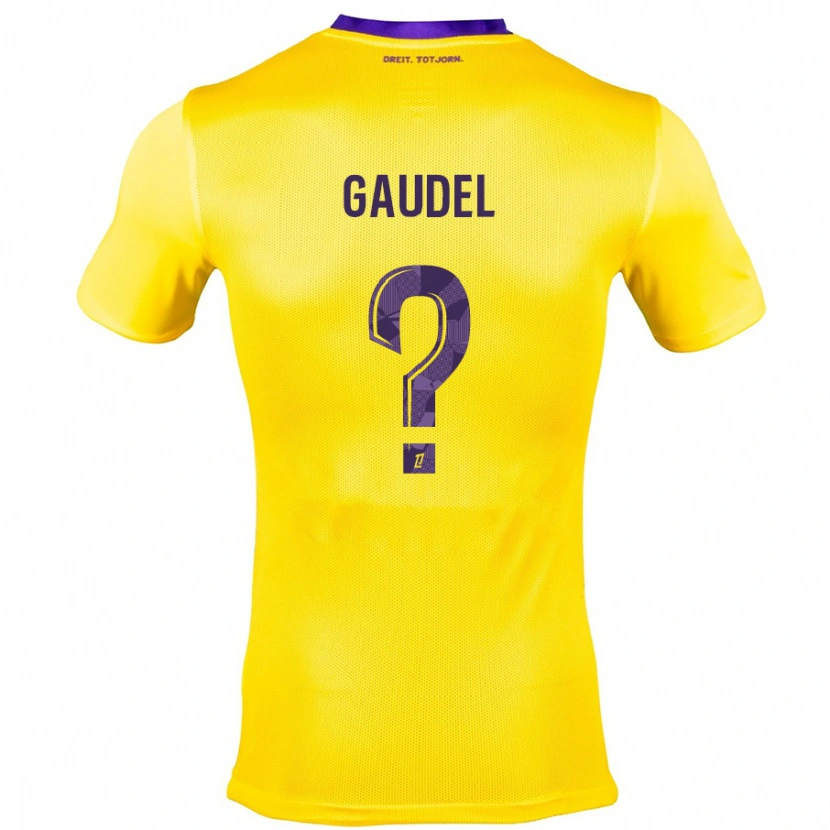 Danxen Niño Camiseta Raphaël Gaudel #0 Amarillo Morado 2ª Equipación 2024/25 La Camisa