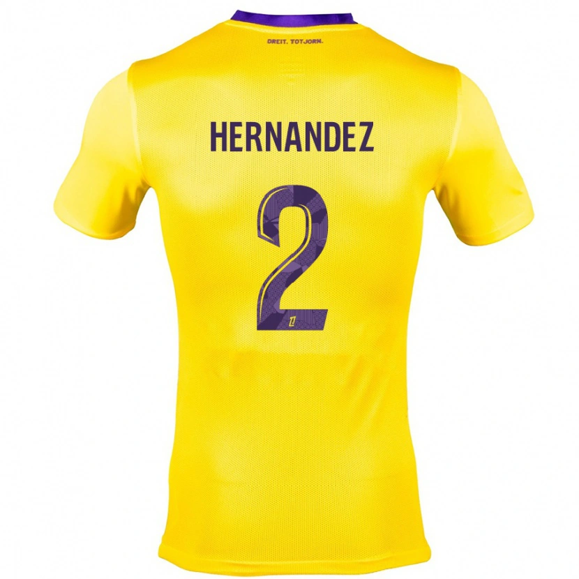 Danxen Niño Camiseta Lucie Hernandez #2 Amarillo Morado 2ª Equipación 2024/25 La Camisa