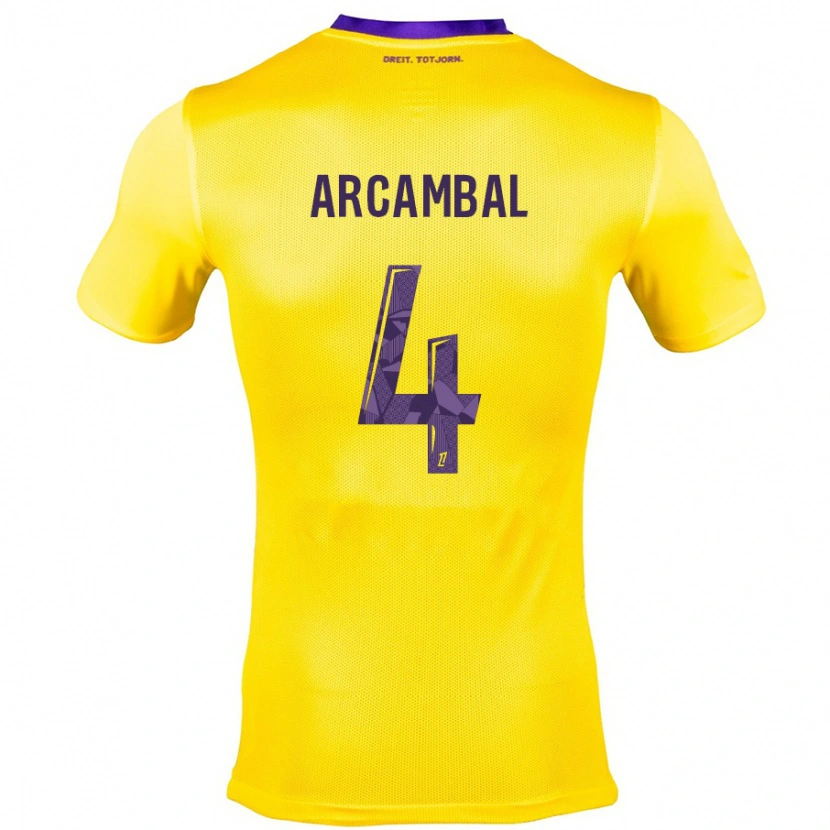 Danxen Niño Camiseta Anais Arcambal #4 Amarillo Morado 2ª Equipación 2024/25 La Camisa