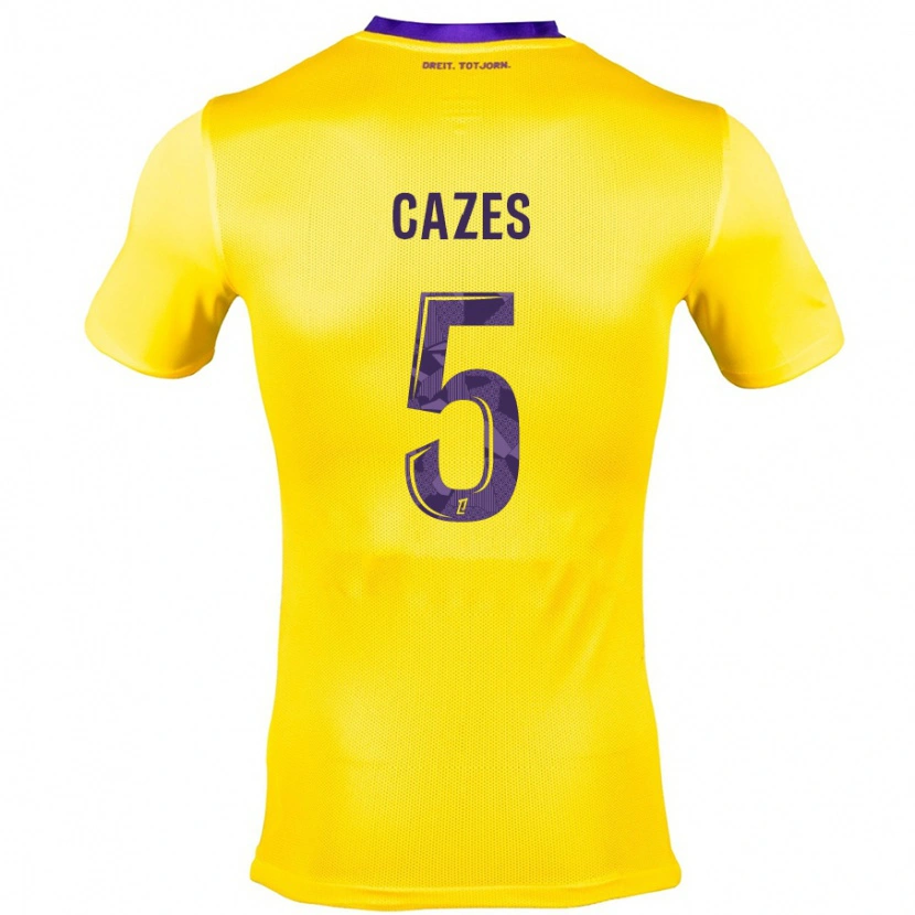 Danxen Niño Camiseta Manon Cazes #5 Amarillo Morado 2ª Equipación 2024/25 La Camisa