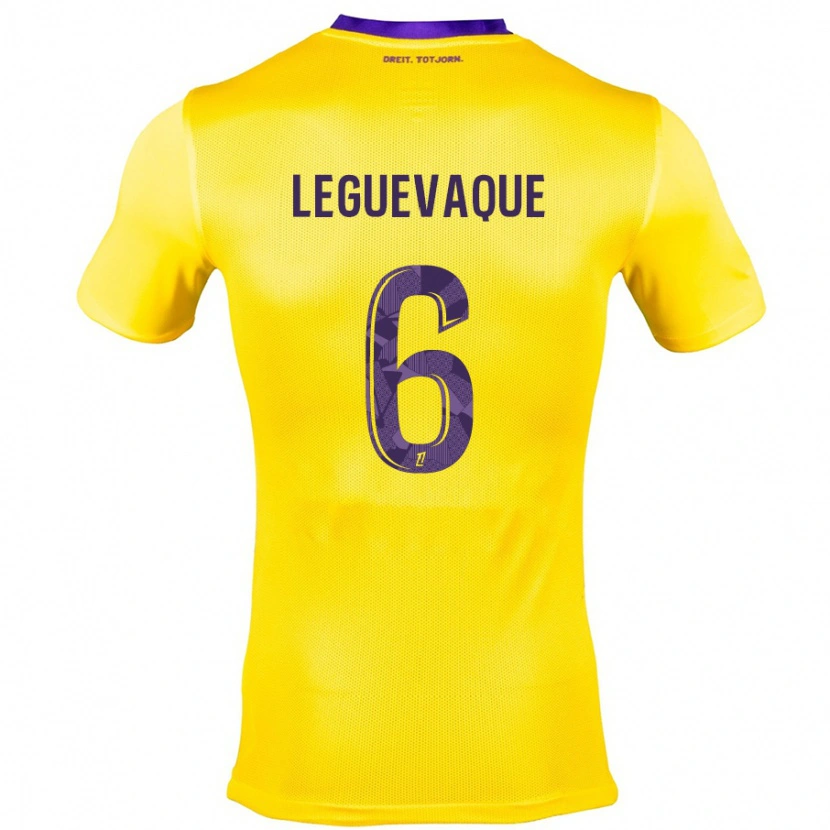 Danxen Niño Camiseta Laurie Leguevaque #6 Amarillo Morado 2ª Equipación 2024/25 La Camisa