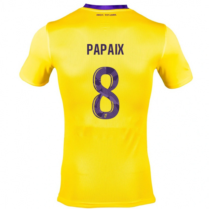 Danxen Niño Camiseta Pauline Papaix #8 Amarillo Morado 2ª Equipación 2024/25 La Camisa