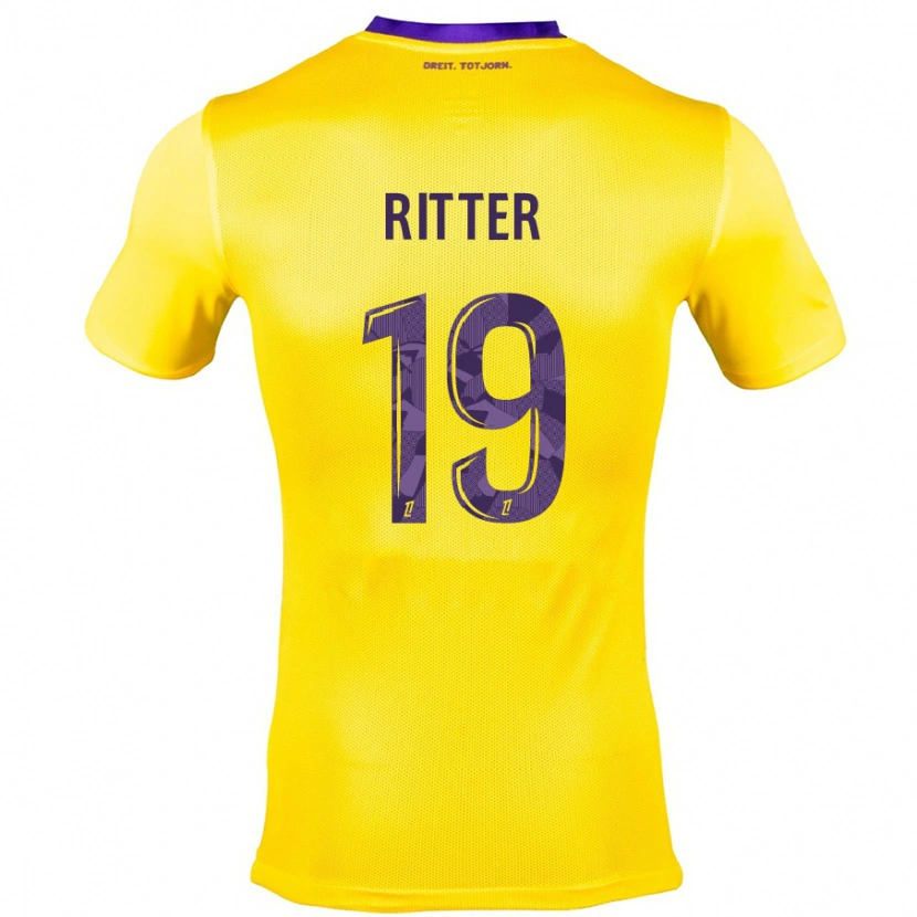 Danxen Niño Camiseta Morgane Ritter #19 Amarillo Morado 2ª Equipación 2024/25 La Camisa