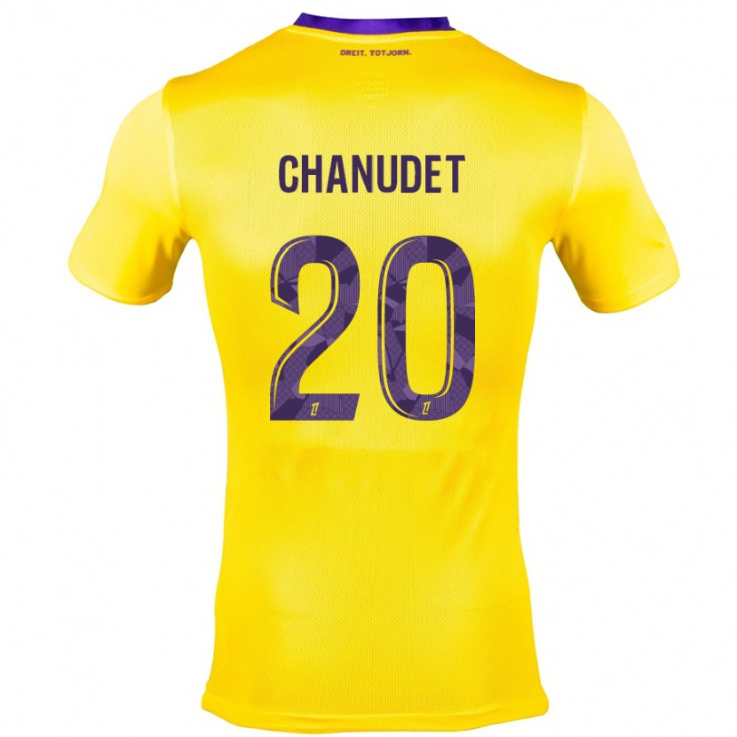 Danxen Niño Camiseta Coralie Chanudet #20 Amarillo Morado 2ª Equipación 2024/25 La Camisa