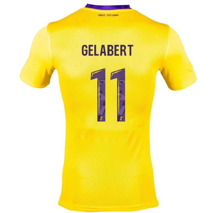 Danxen Niño Camiseta César Gelabert #11 Amarillo Morado 2ª Equipación 2024/25 La Camisa