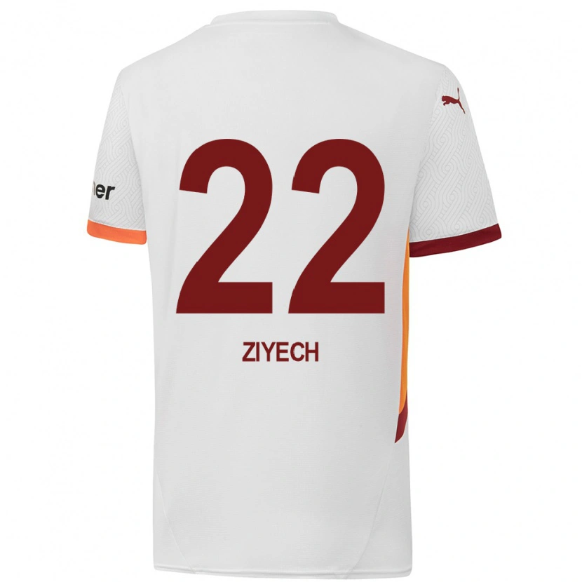 Danxen Niño Camiseta Hakim Ziyech #22 Blanco Amarillo Rojo 2ª Equipación 2024/25 La Camisa