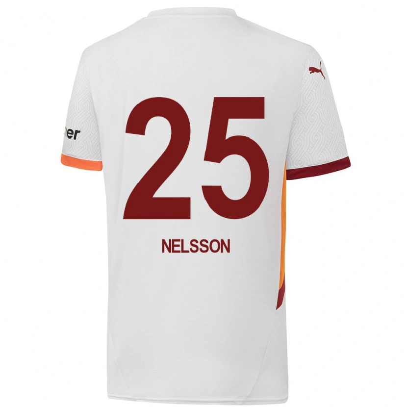 Danxen Niño Camiseta Victor Nelsson #25 Blanco Amarillo Rojo 2ª Equipación 2024/25 La Camisa