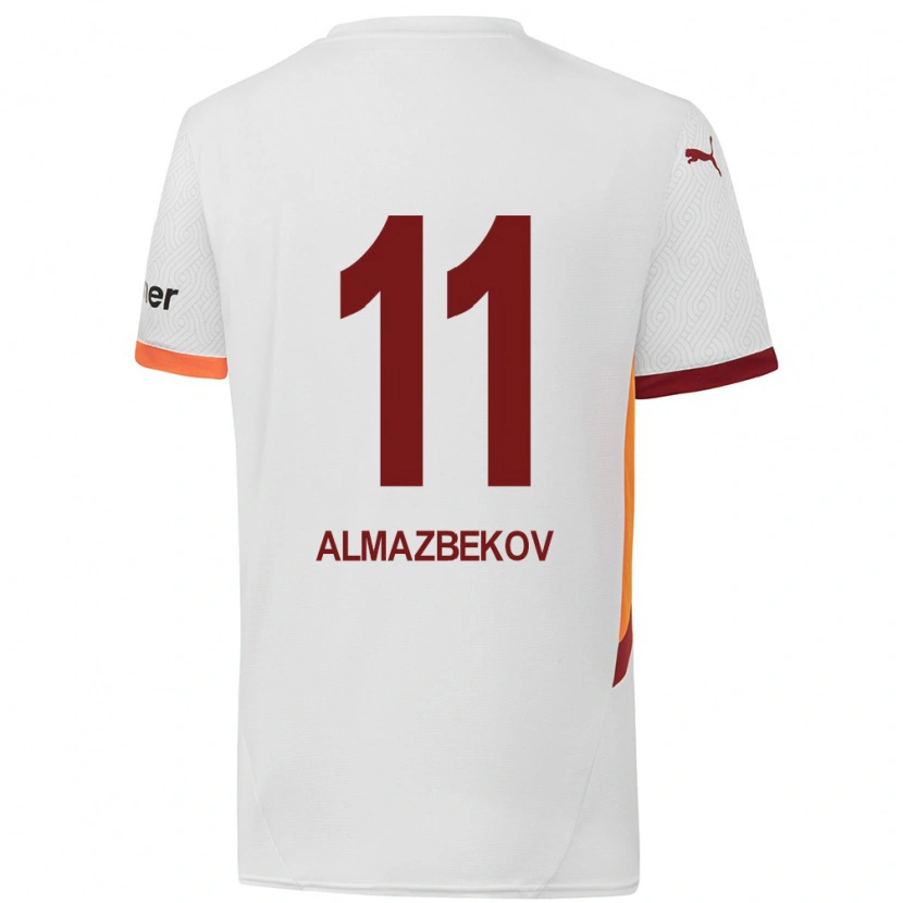 Danxen Niño Camiseta Beknaz Almazbekov #11 Blanco Amarillo Rojo 2ª Equipación 2024/25 La Camisa