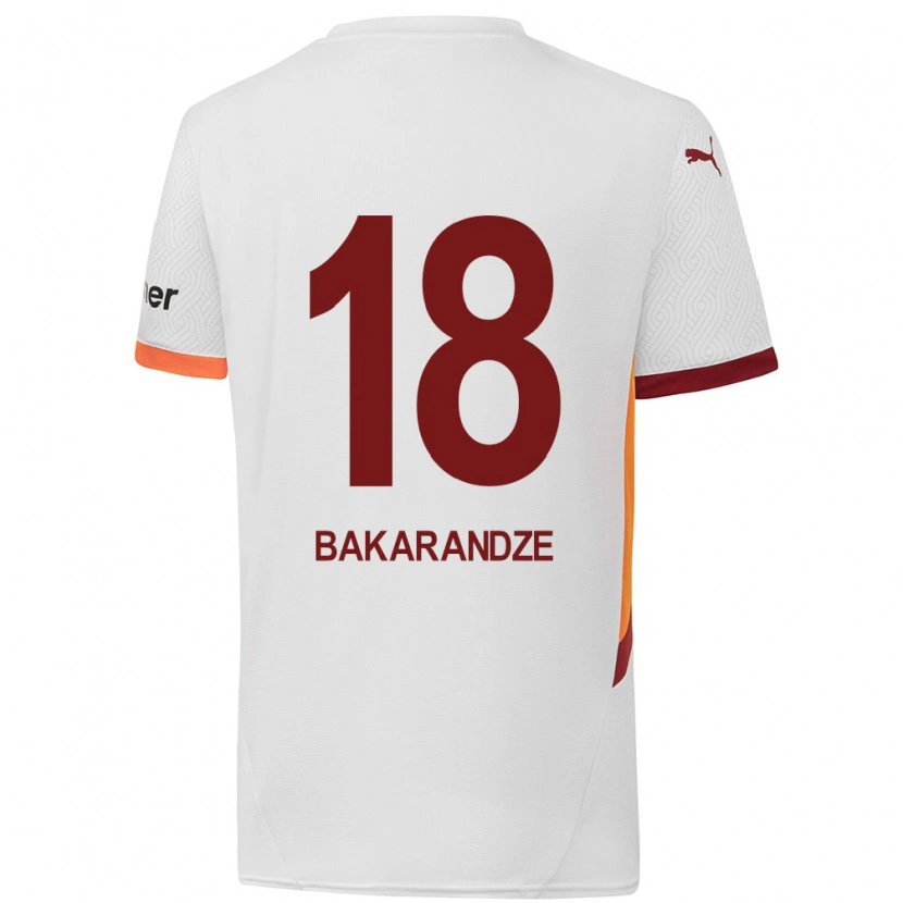 Danxen Niño Camiseta Kristina Bakarandze #18 Blanco Amarillo Rojo 2ª Equipación 2024/25 La Camisa