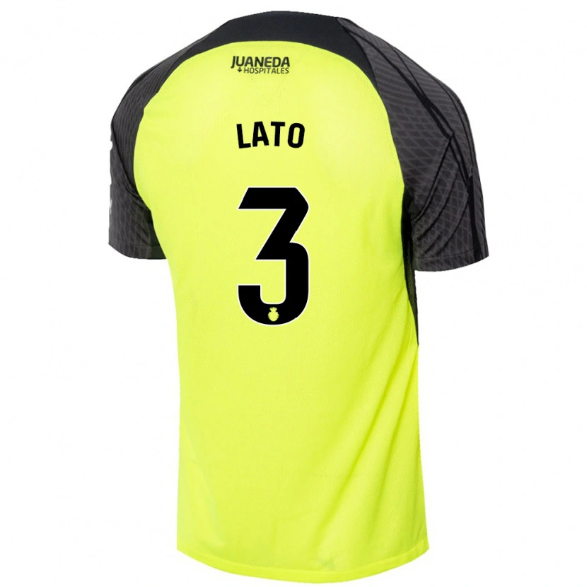 Danxen Niño Camiseta Toni Lato #3 Verde Fluorescente Negro 2ª Equipación 2024/25 La Camisa