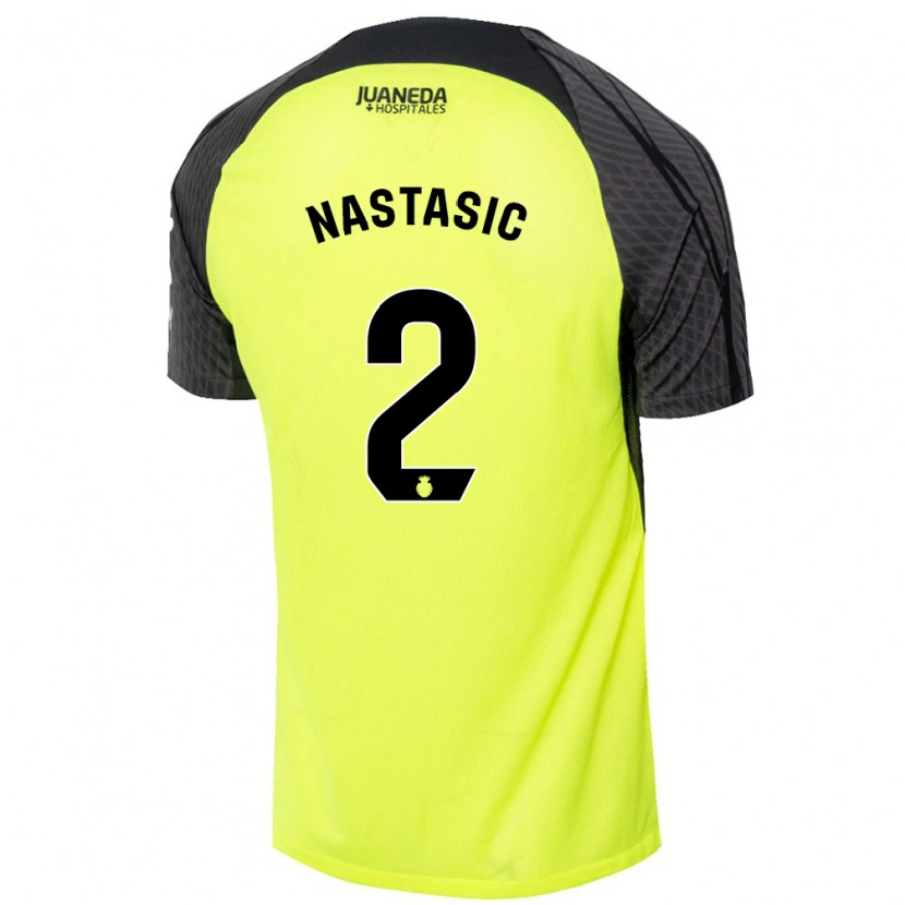 Danxen Niño Camiseta Matija Nastasic #2 Verde Fluorescente Negro 2ª Equipación 2024/25 La Camisa